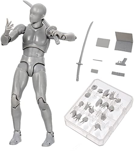 Action Figure Drawing Models, Human Mannequin Body Kun Doll Body-Chan Male/Female Action Figure DX Set, Suitable for Sketching, Painting, Drawing Mannequin Figure Models for Artist Grey Male