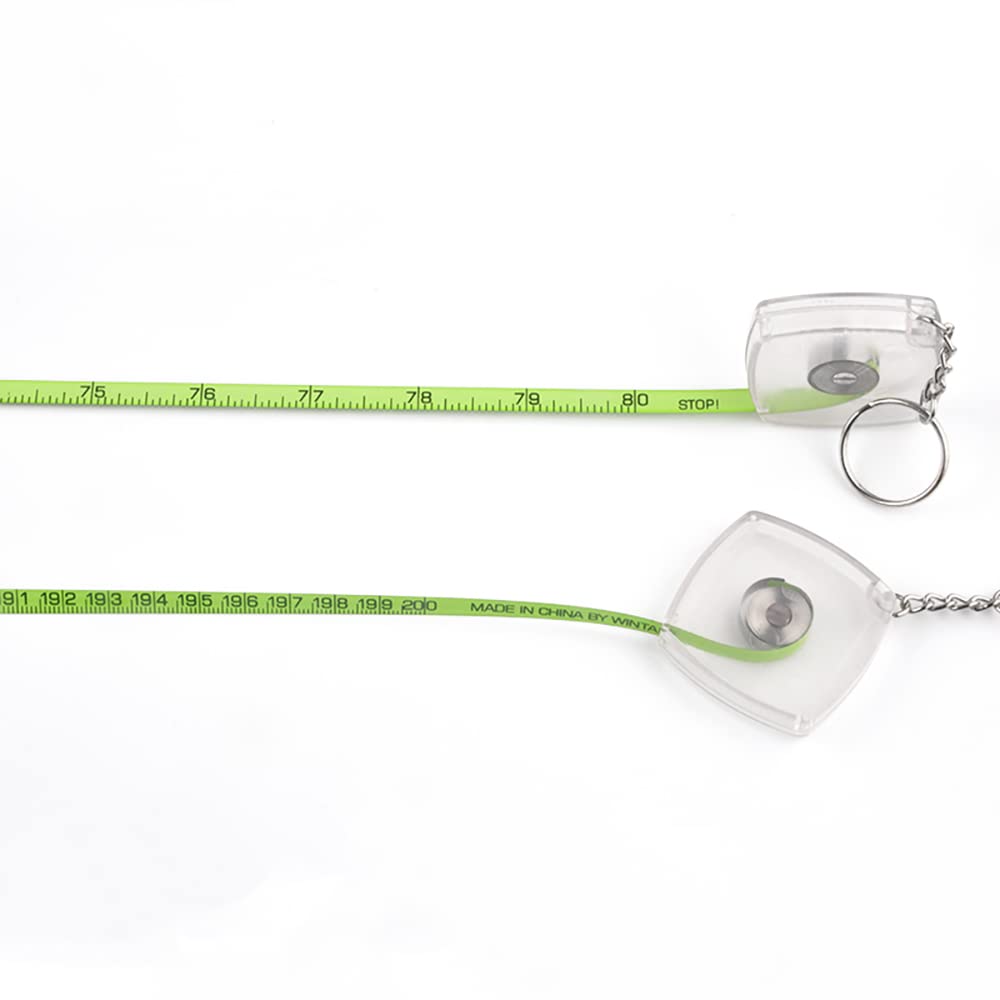 80&#39;&#39; 2M Mini Steel Tape Measure Plastic Shell with Keychain Functional Mini Retractable Measuring Tape Keychain (Transparent, Inch/cm)
