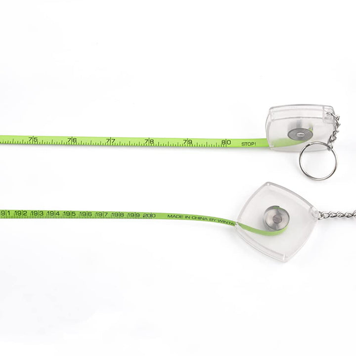 80&#39;&#39; 2M Mini Steel Tape Measure Plastic Shell with Keychain Functional Mini Retractable Measuring Tape Keychain (Transparent, Inch/cm)