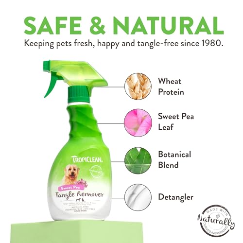 Dog Detangler Spray Dematting, Leave in Conditioner, Perfect for Doodles &amp; All Coat Types, Sweet Refreshing Scent, Made in the USA, 16 oz.