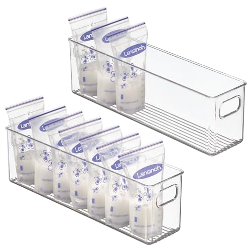 mDesign Plastic Long Stackable Storage Organizer Contai