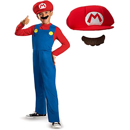 Nintendo Super Mario Bros DISK73689L Classic Costume, (Small 4-6 years), Red, Blue