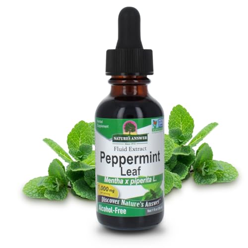 Nature&#39;s Answer Peppermint Leaf Mentha x Piperita Gluten Alcohol Free Herbal Supplement Supports Healthy Digestive Function* – 1 FL Oz