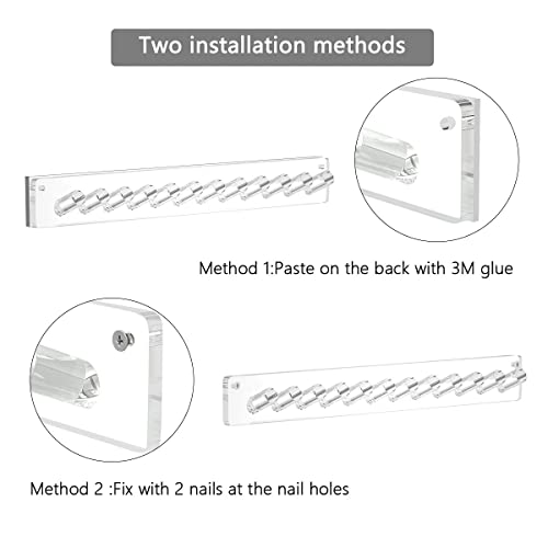 Necklace Holder, Acrylic Necklace Organizer Wall Mounted with 12 Hooks, for Hanging Necklace, Jewelry, Bangles, Bracelets and Rings, Best Gifts for Girls and Women(2 PACK)