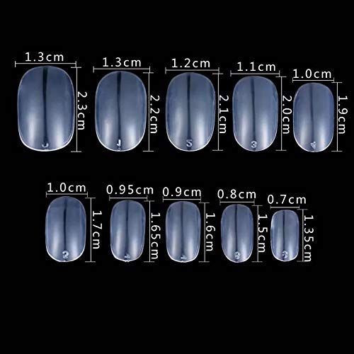 600Pcs Artificial Nails Short Oval Full Cover False Nail Acrylic Style Artificial False Nails 10 Sizes- for Nail Salons and DIY Nail Art (Oval Clear)