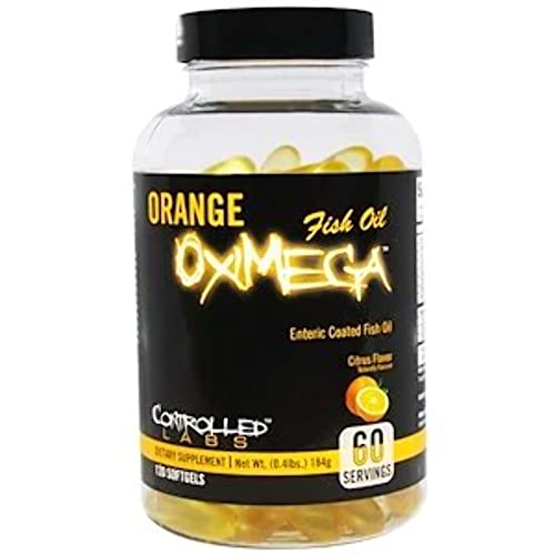 Orange Oximega Fish Oil Supplement 120 Softgels, EPA and DHA, 2000mg Omega- 3 Fatty Acids, Citrus-Flavor, Burpless Softgels