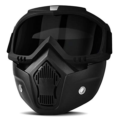 BOLLFO Motorcycle Goggles Mask Detachable Face Mask for