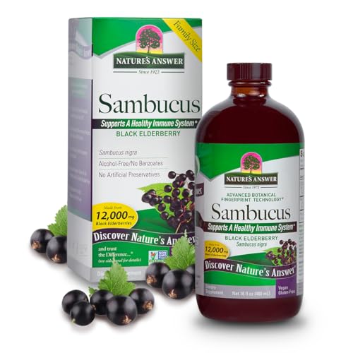 Nature&#39;s Answer Sambucus Elderberry Syrup 16 Ounce | Great Tasting Immune Support Supplement | Antioxidant, Vegan, Gluten Free, Made in USA | Single Count