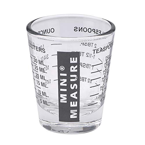 Mini Measure Heavy Glass, 20-Incremental Measurements Multi-Purpose Liquid and Dry Measuring Shot Glass, Black