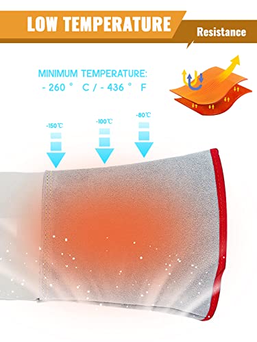 Cryogenic Gloves 14.2/36cm Long Mid-arm LN2 Protective Gloves for Liquid Nitrogen/Dry Ice/Cold Storage