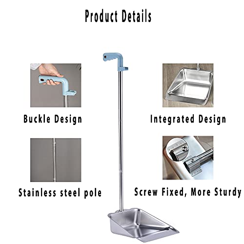 YONILL Dust Pans with Long Handle - Metal Upright Dustp