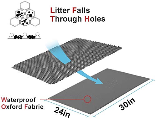 Cat Litter Mat Double Layer Waterproof Urine Proof Trapping Mat 1 Pack (Gray, 30x24 Inch (Pack of 1))