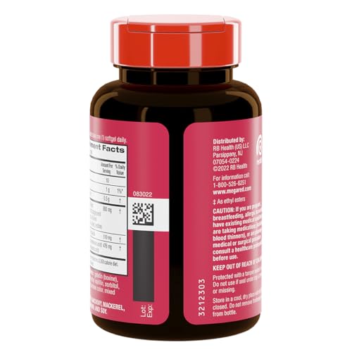 MegaRed Advanced 6X Absorption Softgels - Omega-3 Fish Oil Supplement 800mg (80 Count in A Box), EPA, DHA, Fish Oil, Supports Heart Brain Joints & Eyes