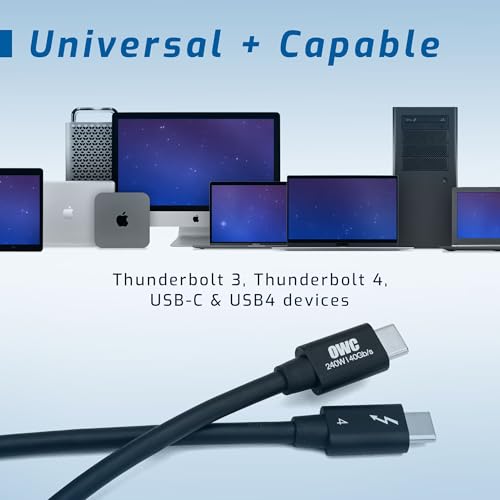 Thunderbolt 4 Cable, Thunderbolt Certified, 1.0 Meter (3.28 ft.), 40 Gb/s Data Transfer, 240W Power Charging, Compatible with Thunderbolt 4, Thunderbolt 3, USB-C, and USB4 Devices, Black