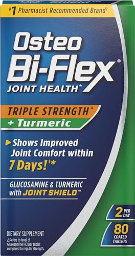 Triple Strength Glucosamine with Turmeric, Joint Health Supplement, Coated Tablets, Original Version, 80 Count