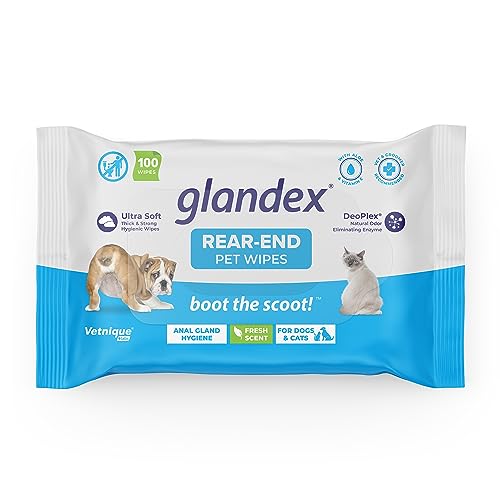 Labs Glandex Dog Wipes for Pets Cleansing & Deodorizing Anal Gland Hygienic Dog & Cat Wipes with Vitamin E, Skin Conditioners and Aloe (100ct Pouch)