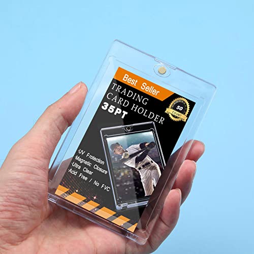 50 Pieces Magnetic Card Holders for Trading Cards, 35 P