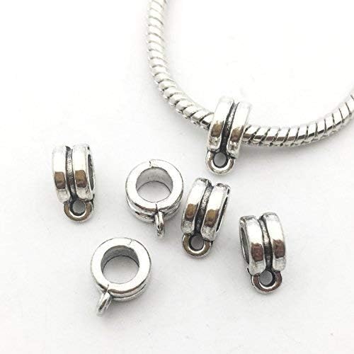 100g (About 125pcs) Mixed Tibetan Tube, Spacer Bail Bead Hanger Fit Charm European Bracelet Pendant (Antique Silver), 125