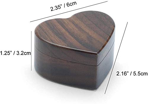 Black Walnut Wooden Engagement Ring Box, Solid Wood Heart Shaped Ring Box for Proposal Wedding
