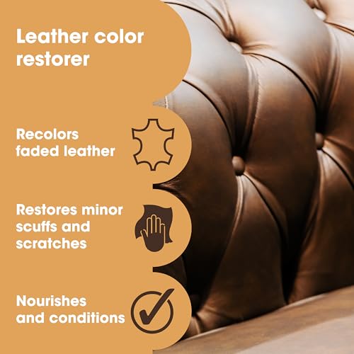 The Original Leather Recoloring Balm - 16 Colors - Leather Repair Kit for Furniture - Restore Couches, Car Seats &amp; More - Leather Dye for Scratched and Faded Leather (Dark Brown)