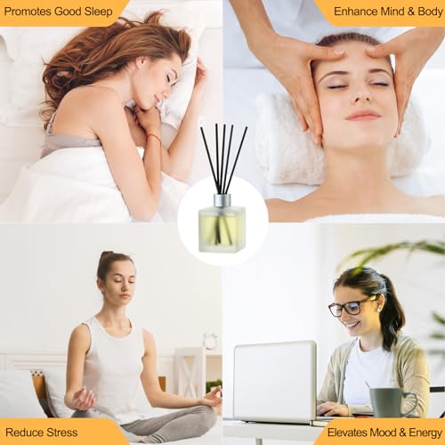 Reed Diffuser Set, French Pear &amp; White Musk Scented Oil Diffuser with 10 Reed Sticks, 6.1 oz /180ml, Home Fragrance for Bedroom Bathroom Living Room, Home &amp; Office Decor