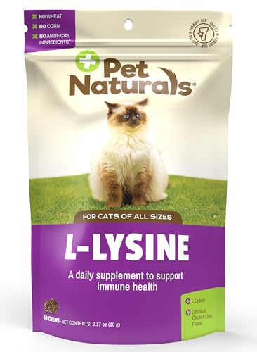 Lysine for Cats, Chicken Flavor, 60 Chews - Immune and Respiratory Support for Cats - No Wheat or Corn - Vet Recommended