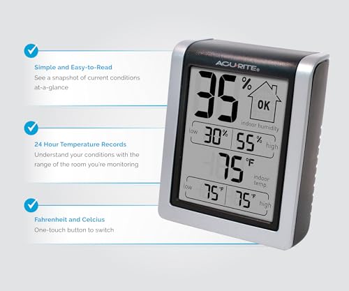 AcuRite Wireless Digital Indoor Thermometer and Hygrometer Monitor for Inside Temperature and Humidity Measurements (00613)