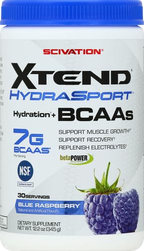 XTEND Sport BCAA Powder Blue Raspberry Ice - Electrolyte Powder for Recovery &amp; Hydration with Amino Acids - 30 Servings
