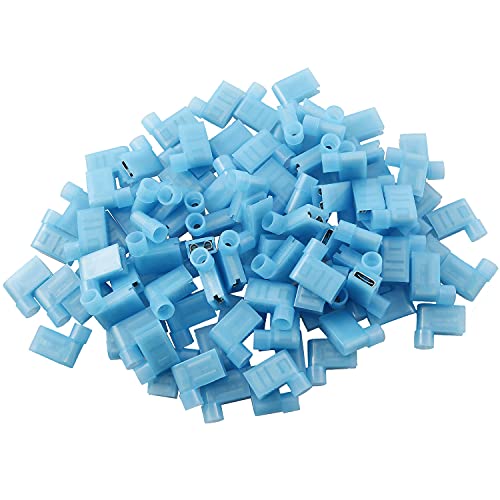 Right Angle Spade Connector 100PCS 16-14AWG Flag L Shape Insulated Spade Crimp Terminal Connector Blue