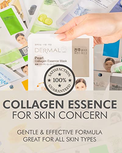 16 Combo Pack A Collagen Essence Korean Face Mask - Hydrating &amp; Soothing Facial Mask with Panthenol - Hypoallergenic Self Care Sheet Mask for All Skin Types - Natural Home Spa Treatment Masks