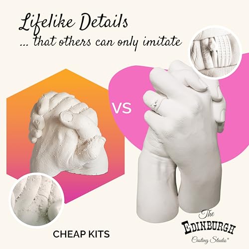 Edinburgh Premium Hand Casting Kit Couples - Lifelike Stone Sculpture for Two DIY Mother&#39;s Day Hand Mold Mom Dad Gifts Wedding Engagement Anniversary Husband Wife Boyfriend Girlfriend Unique Ideas