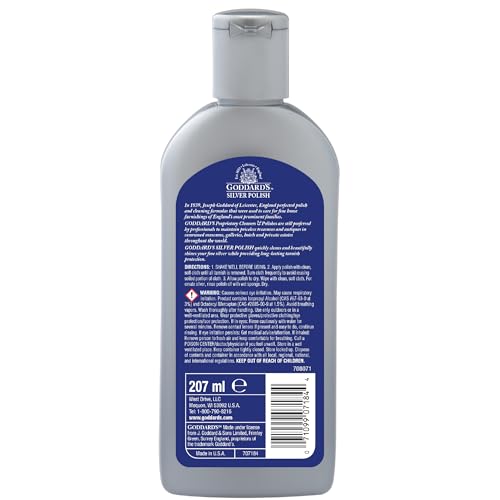 Goddard's Silver Polish Sterling Silver Cleaner for Dinnerware, Silverware, Instant Sterling Silver Jewelry Cleaner to Shine, Protect & Clean, All-in-One Tarnish Remover Solution for Silver, 7 oz