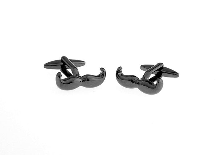 MRCUFF Mustache Moustache Black Gunmetal Pair Cufflinks