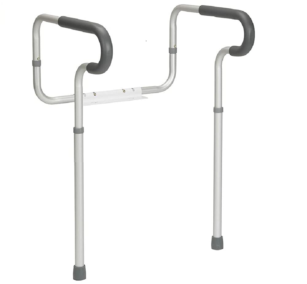 HEALTHLINE Toilet Safety Frame, Bathroom Safety Rail with Toilet Seat Assist Handrail Grab Bar, Medical Supply for Elderly, Adjustable Legs and Arm