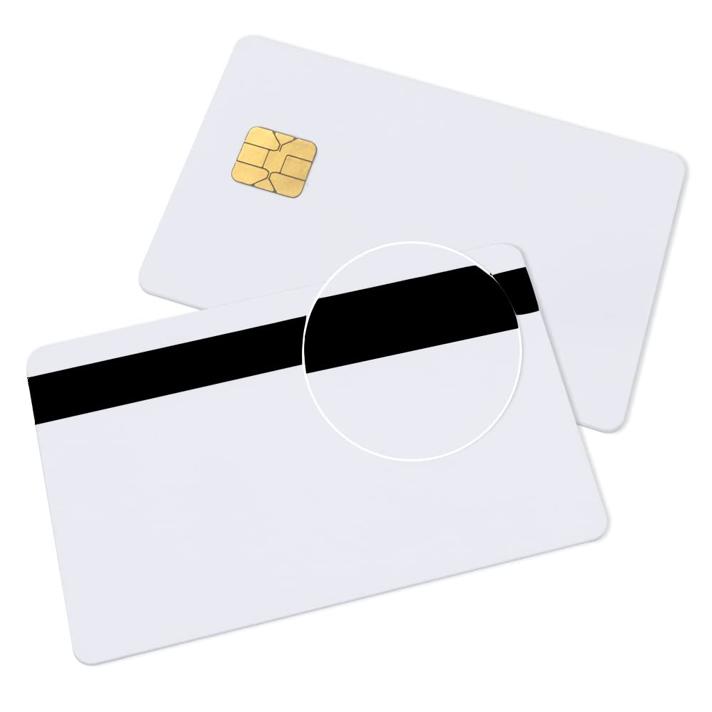 5 Pack J2A040 Java JCOP Chip Cards, Smart Card with 2 Track 8.4mm Black HICO Magnetic Stripe