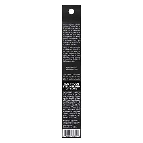 , H2O Proof Eyeliner Pen, Long Lasting, Smooth, Bold, Liquid Formula, Enhances, Defines, Creates Thin or Thick Lines, Jet Black, Felt Tip Applicator, 0.02 Fl Oz