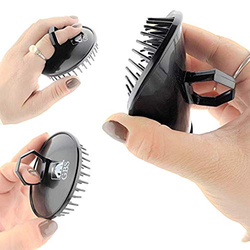 GBS Soft Pocket Shower Palm Hair Brush. Massage &amp; Head Scratcher. 4-Pack - 2 Gray 2 Black Shower Shampoo Brush - Head Scrubber Promotes Hair Growth. Multi Use for Women Men Beard !