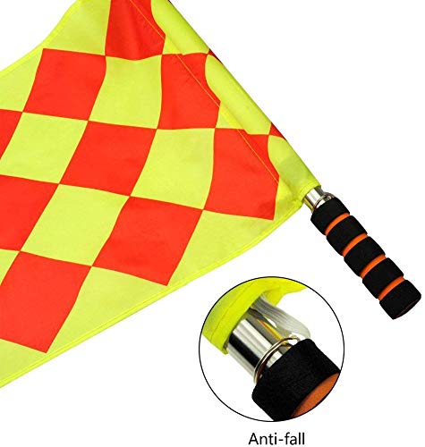 Football Soccer Linesman Referee Flags,Metal Pole Foam Handle with Carrying Tote (Soccer Referee Flags)