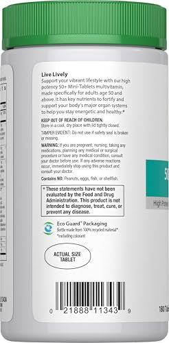 - 50+ Mini-Tablet Food-Based Multivitamin - Age-defense Formula Probiotic and Antioxidant Formula; Vitamins and Minerals Support Immune, Heart, Skin, Eye, Bone and Prostate - 180 Tablets