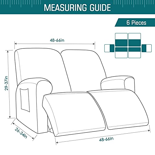 TAOCOCO Recliner Loveseat Slipcover, 6 Pieces Dual Recl