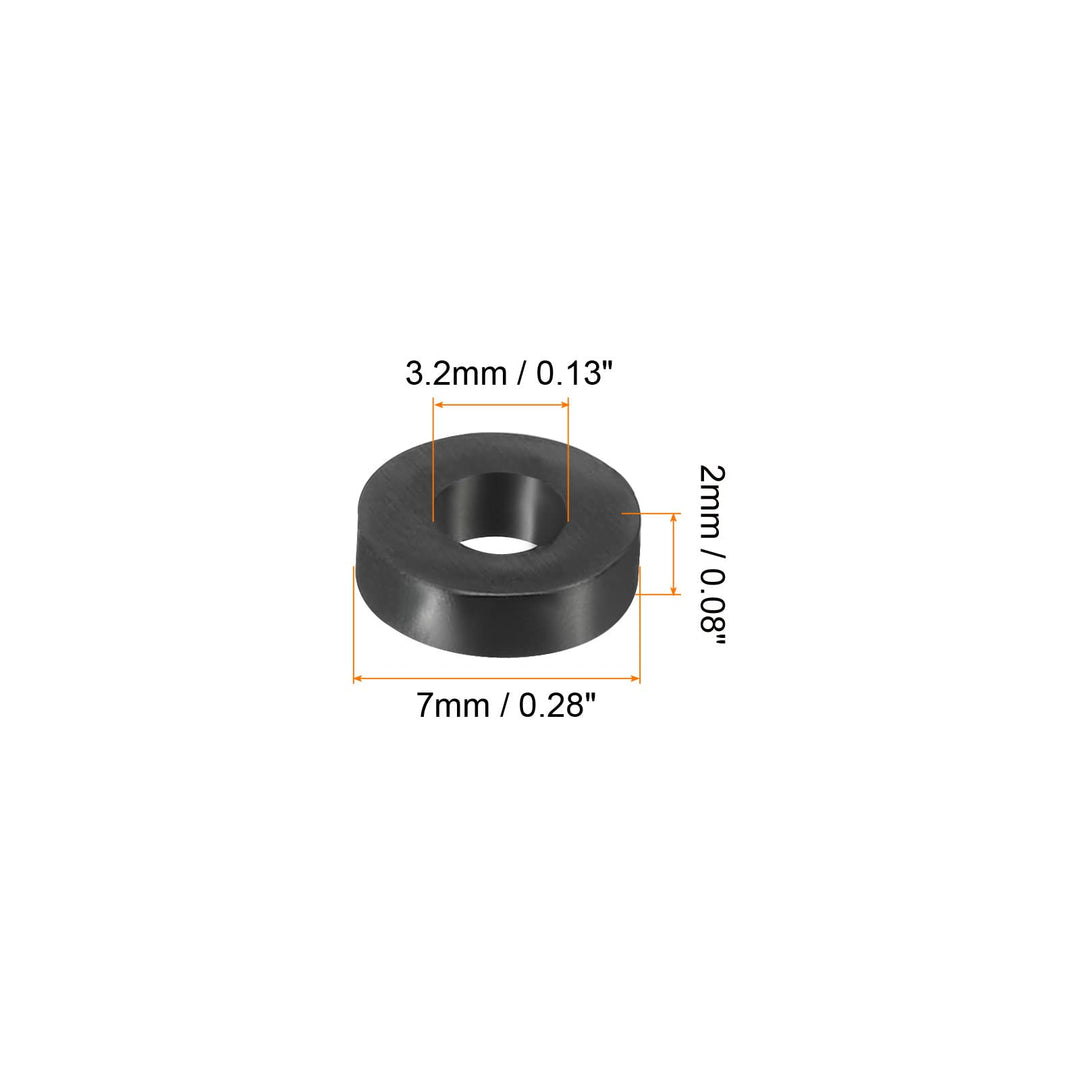 Round Spacer Washer, 200 Pack Nylon 3.2mm ID x 7mm OD x 2mm L for M3 Screws Block 3D Printer TV Wall Mounting Electrical Outlet, Black