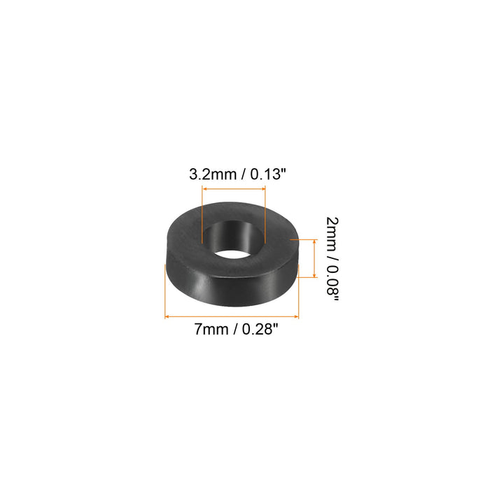Round Spacer Washer, 200 Pack Nylon 3.2mm ID x 7mm OD x 2mm L for M3 Screws Block 3D Printer TV Wall Mounting Electrical Outlet, Black