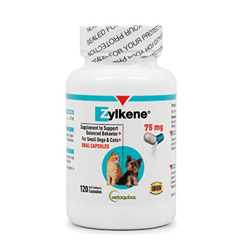 Zylkene Calming Support Supplement for Small Dogs and Cats, Helps Promote Relaxation and Reduce External Stress Factors, Daily Behavioral Support and Anxiety Relief for Dogs and Cats, 75mg