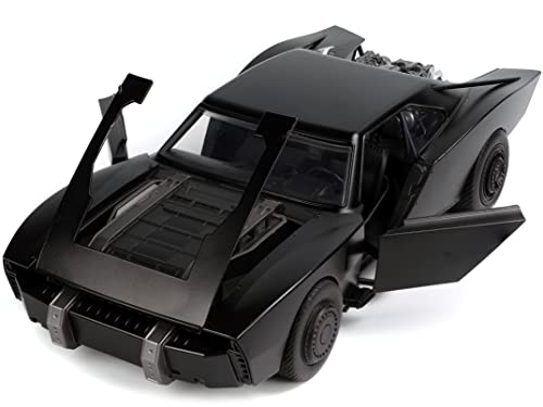 DC Comics The Batman 1:18 Batmobile with Lights Die-cast Car & 3.75 Batman Figure, Toys for Kids and Adults ,Black