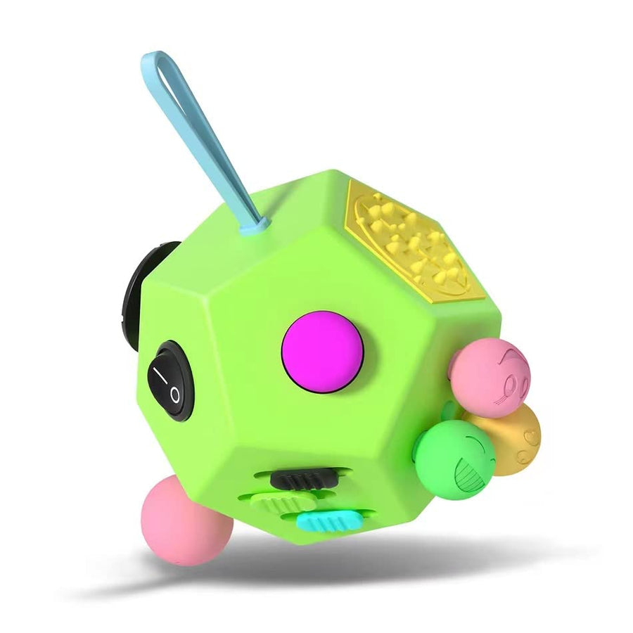 Fidget Dodecagon –12-Side Fidget Toys Cube Relieves Stress and Anxiety Anti Depression Cube for Children and Adults (B1 Green)
