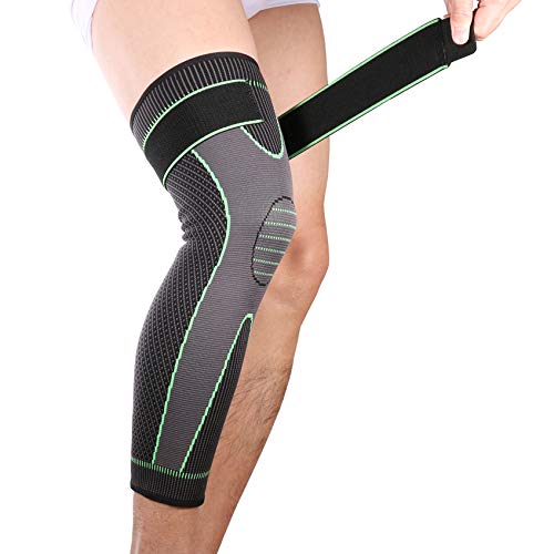 Mumian Full Leg Sleeves Long Compression Leg Sleeve Knee Sleeves Protect Leg, for Man Women Basketball, Arthritis Cycling Sport Football, Reduce Varicose Veins and Swelling of Legs(Pair) (Green(with Strap)-1 Pair, XX-Large)