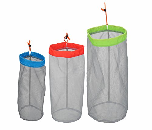 Stuff Sack Set of 3 Lightweight Nylon Mesh Drawstring Storage Bag for Travelling Hiking