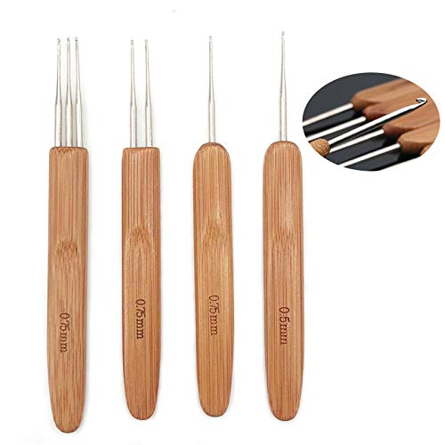 Dread Tool Dreadlock Crochet Needle Hooks for Hair Dreadlocks 4pcs/set 0.5mm 0.75mm Small Triple Crochet Hooks for Locs Locking Tool for Braid Craft (1Hook, 2Hook, 3Hook)