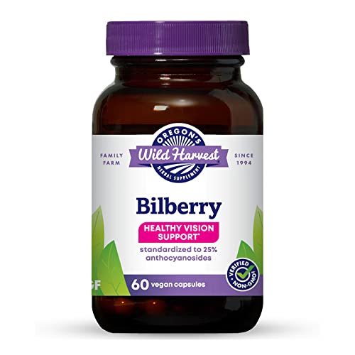 Bilberry Herbal Supplement Vegan Capsules, 880 mg, 60 Count