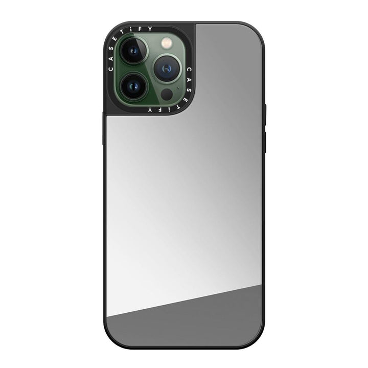 Mirror iPhone 13 Pro Max Case [5ft Drop Protection/Compatible with Magsafe] - Silver on Black